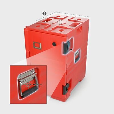 Plastic Insulated Food Carrier 90L Rotomolded LLDPE Hot Cold Holding Box GN Pan Storage 635x460x640mm