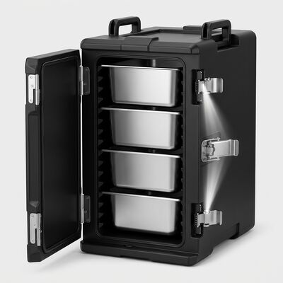 Insulated Food Delivery Box 120L Commercial Hot Meal Transport Carrier PE Rotomolded GN Pan Cabinet 610x420x800mm