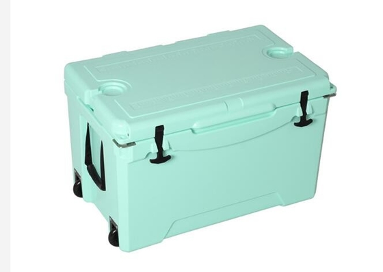 PU নিরোধক সহ 75L চাকার রোটোমোল্ডেড আইস বক্স