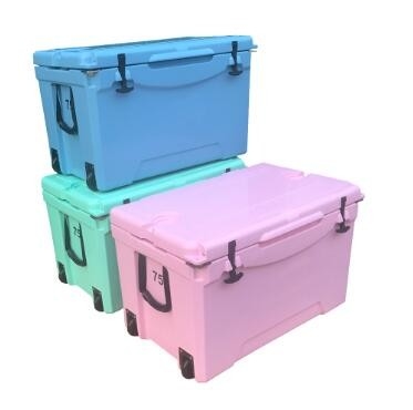 PU নিরোধক সহ 75L চাকার রোটোমোল্ডেড আইস বক্স